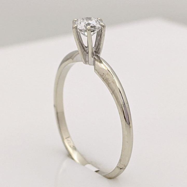 14K WHITE .37 CARAT TOTAL SI1 I DIAMOND ROUND SOLITAIRE ESTATE RING 1.8 GRAMS