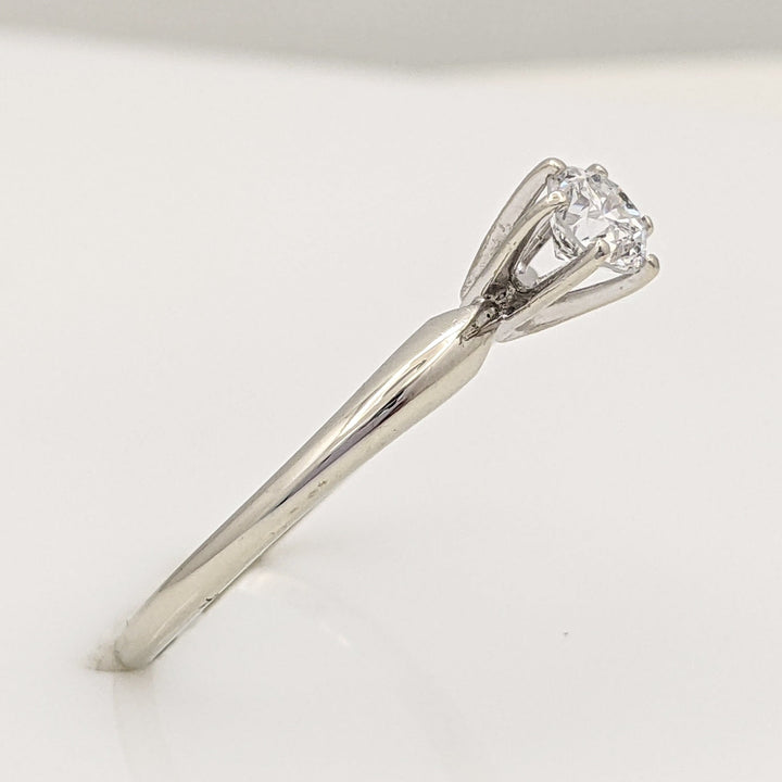 14K WHITE .37 CARAT TOTAL SI1 I DIAMOND ROUND SOLITAIRE ESTATE RING 1.8 GRAMS