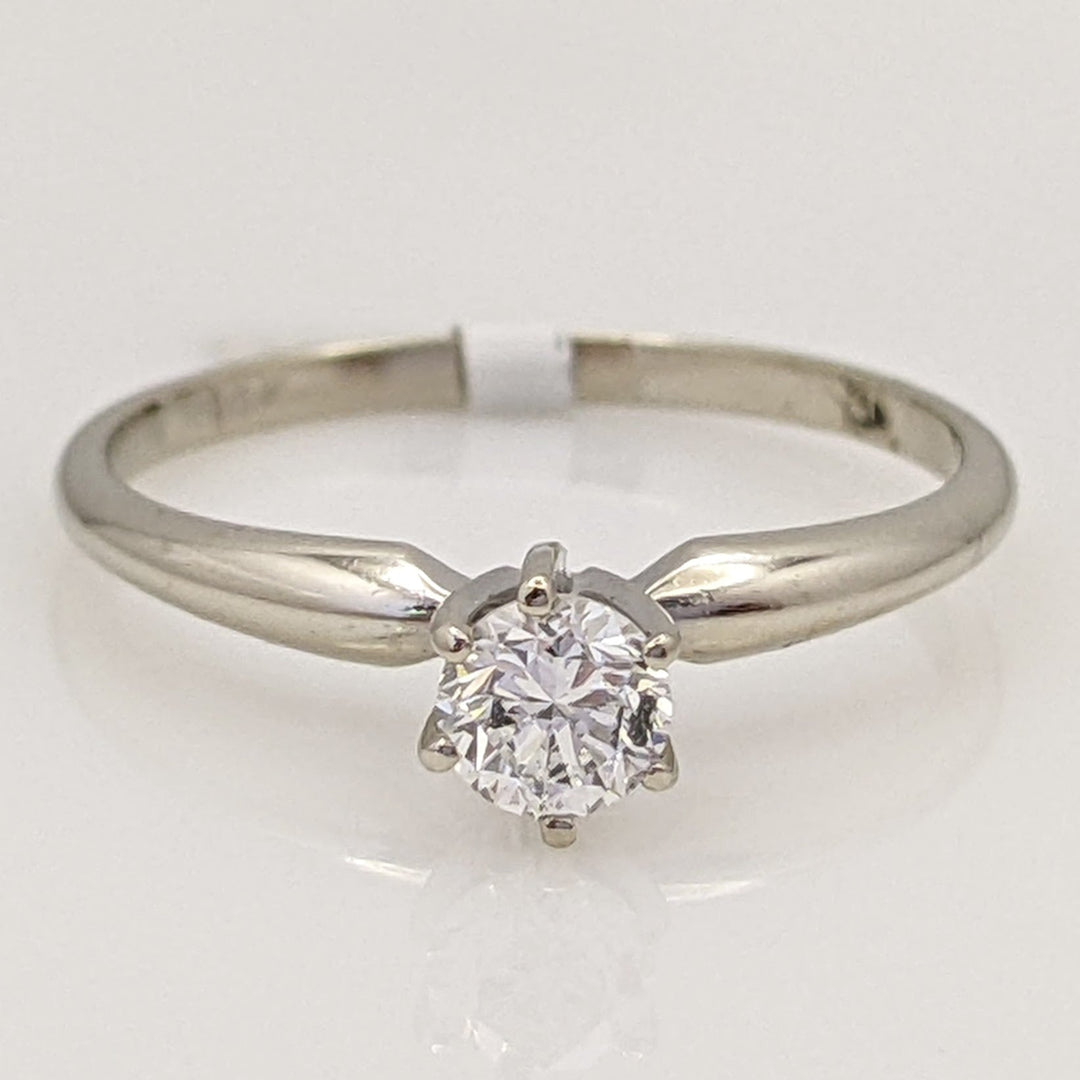 14K WHITE .37 CARAT TOTAL SI1 I DIAMOND ROUND SOLITAIRE ESTATE RING 1.8 GRAMS