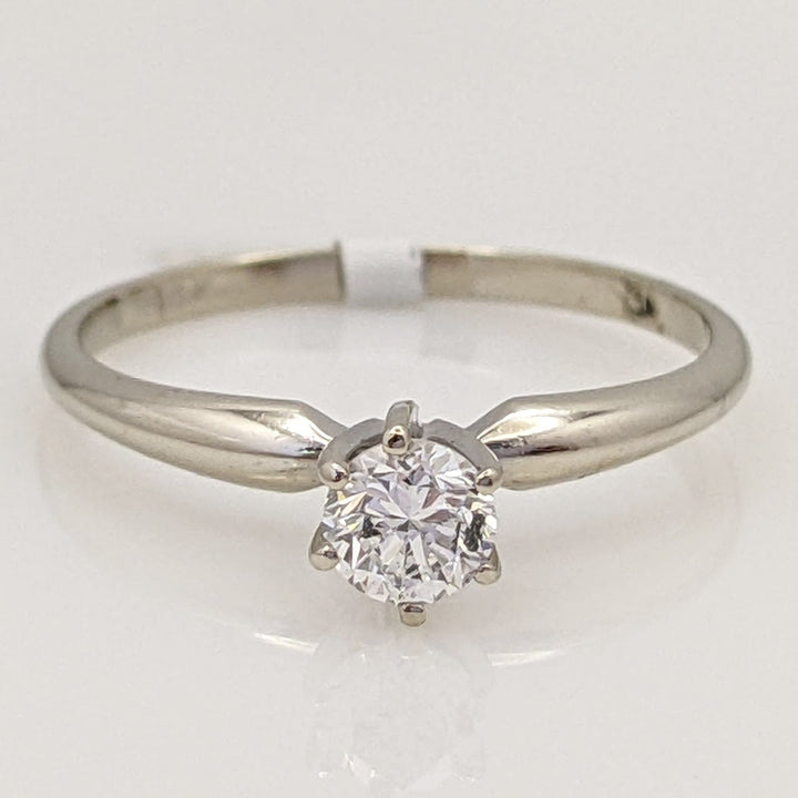 14K WHITE .37 CARAT TOTAL SI1 I DIAMOND ROUND SOLITAIRE ESTATE RING 1.8 GRAMS