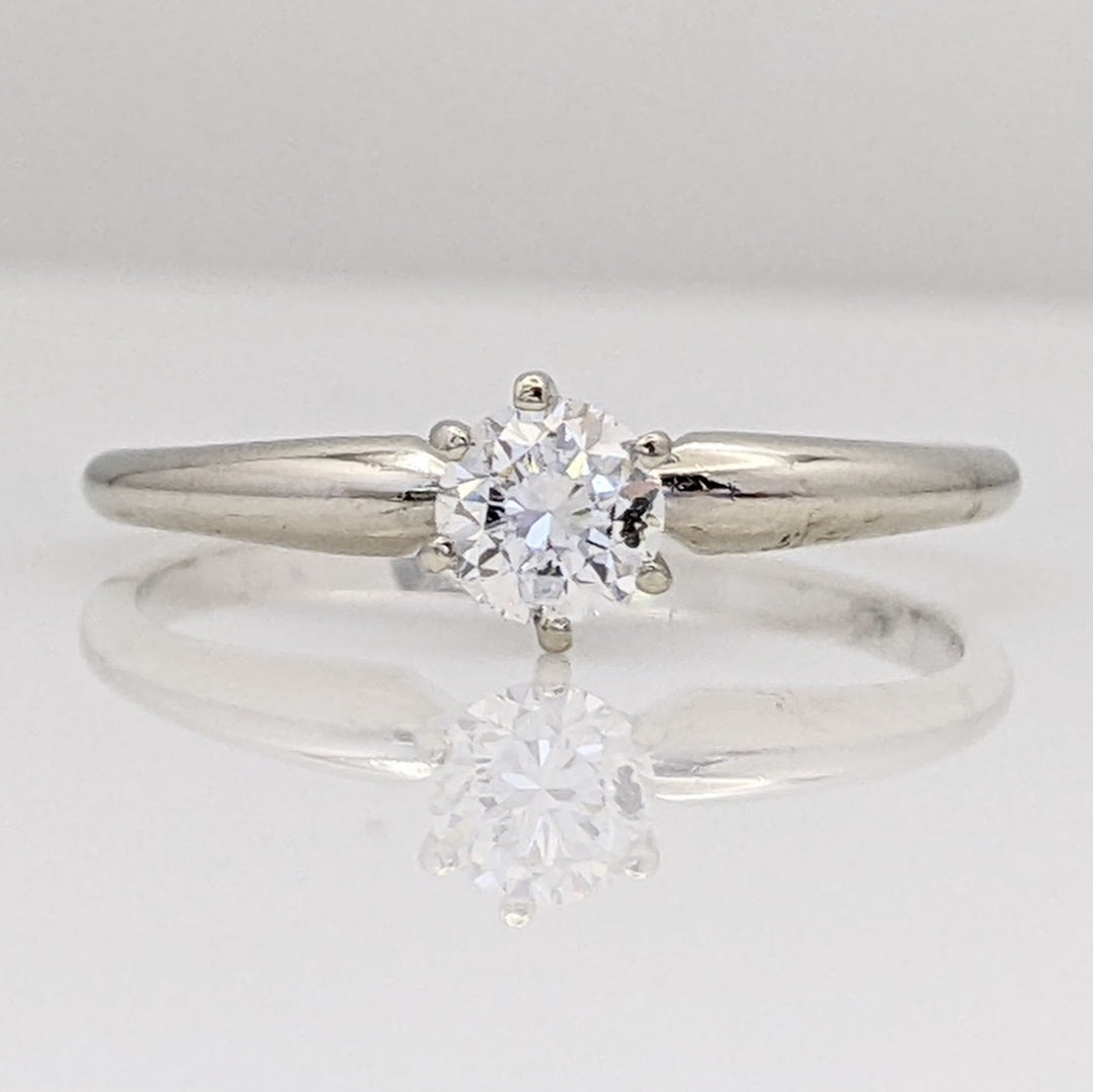 14K WHITE .37 CARAT TOTAL SI1 I DIAMOND ROUND SOLITAIRE ESTATE RING 1.8 GRAMS