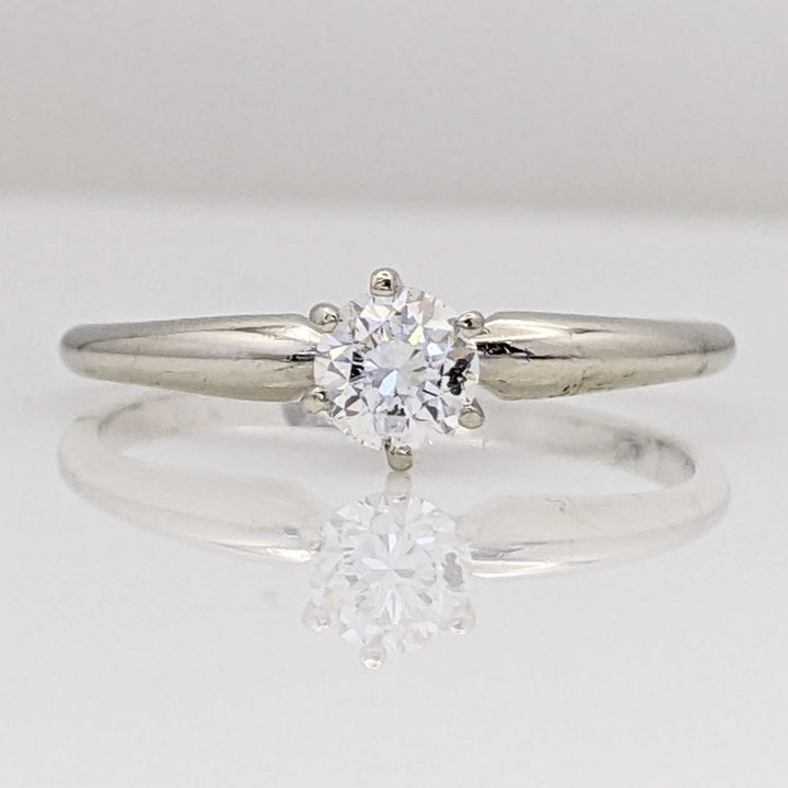 14K WHITE .37 CARAT TOTAL SI1 I DIAMOND ROUND SOLITAIRE ESTATE RING 1.8 GRAMS