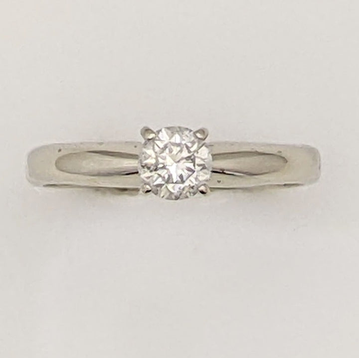 14K WHITE .35 CARAT TOTAL I1 G DIAMOND ROUND 4-PRONG ESTATE SOLITAIRE RING 1.9 GRAMS