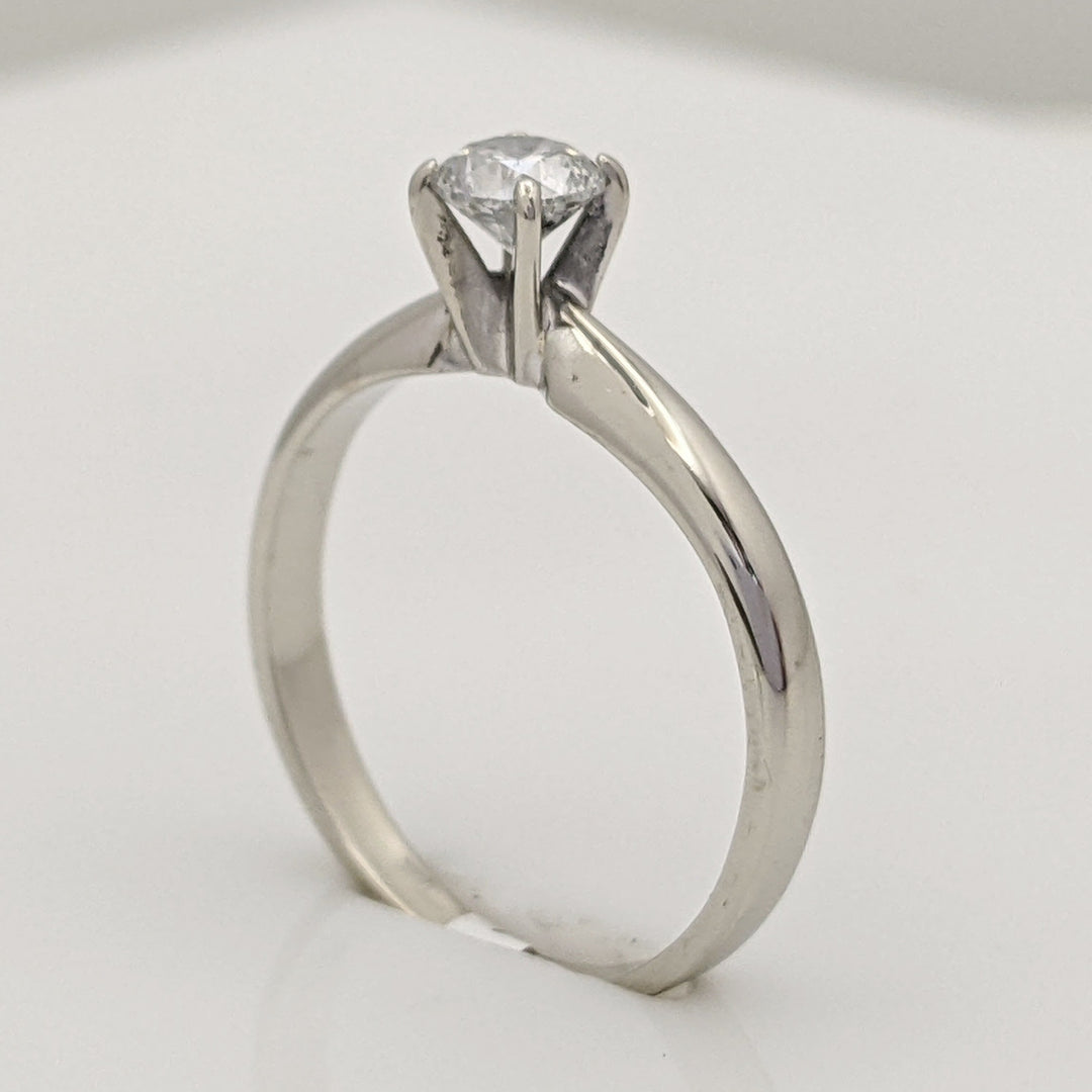 14K WHITE .35 CARAT TOTAL I1 G DIAMOND ROUND 4-PRONG ESTATE SOLITAIRE RING 1.9 GRAMS