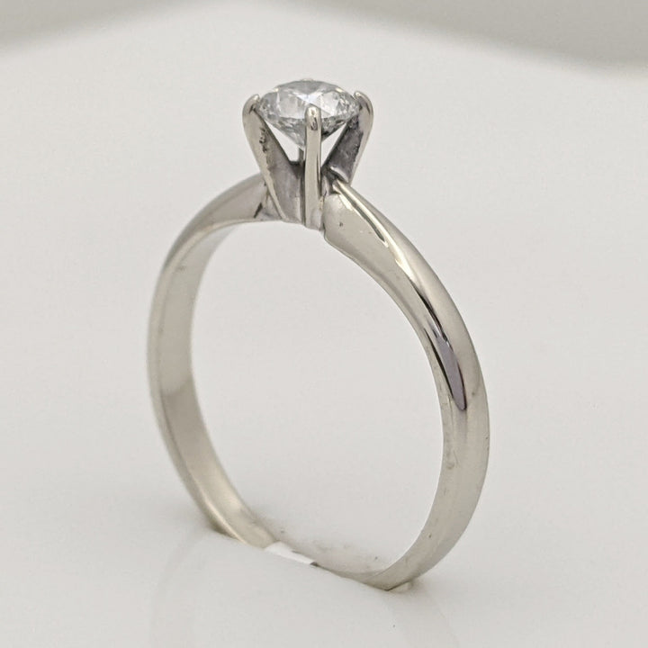 14K WHITE .35 CARAT TOTAL I1 G DIAMOND ROUND 4-PRONG ESTATE SOLITAIRE RING 1.9 GRAMS