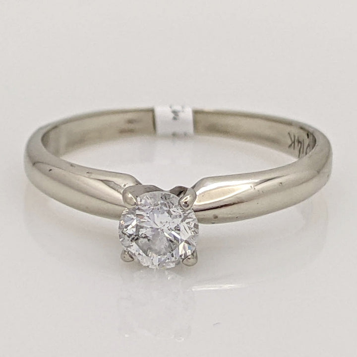 14K WHITE .35 CARAT TOTAL I1 G DIAMOND ROUND 4-PRONG ESTATE SOLITAIRE RING 1.9 GRAMS