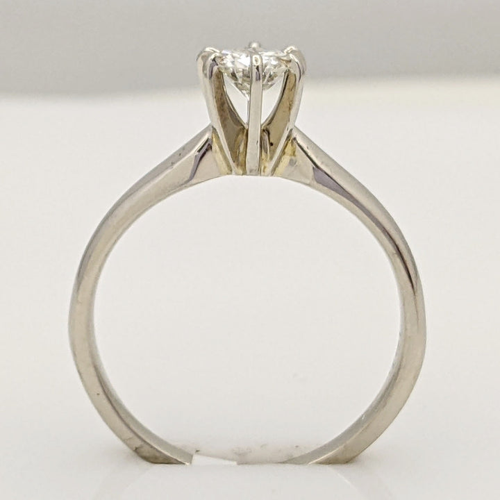 14K WHITE .34 CARAT TOTAL VVS2 I DIAMOND ROUND 6-PRONG SOLITARE ESTATE RING 2.1 GRAMS