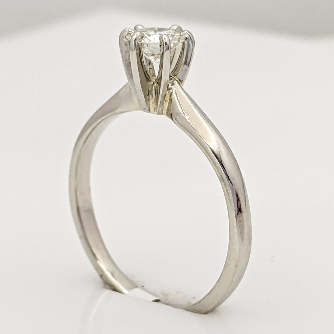 14K WHITE .34 CARAT TOTAL VVS2 I DIAMOND ROUND 6-PRONG SOLITARE ESTATE RING 2.1 GRAMS