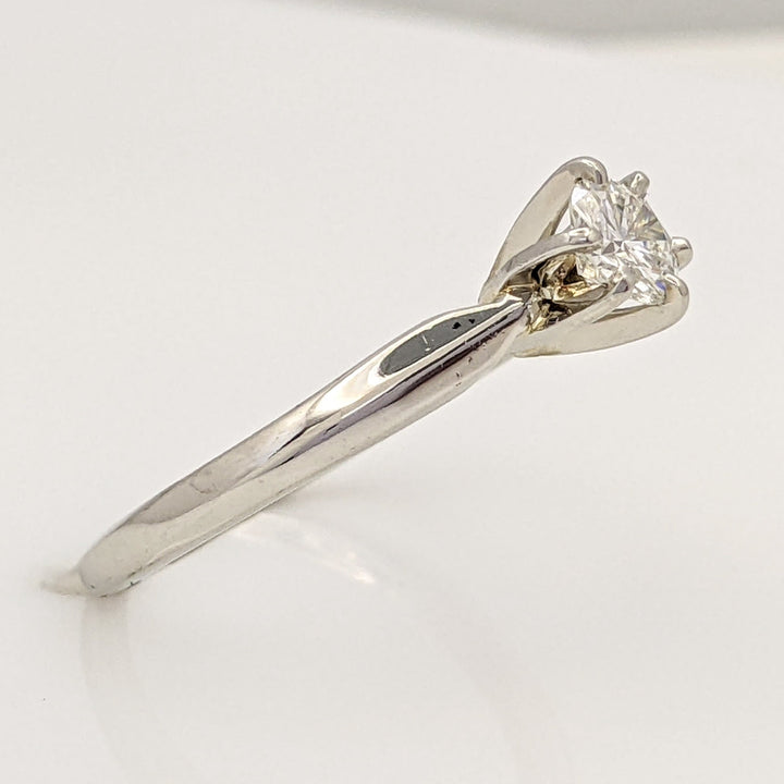 14K WHITE .34 CARAT TOTAL VVS2 I DIAMOND ROUND 6-PRONG SOLITARE ESTATE RING 2.1 GRAMS