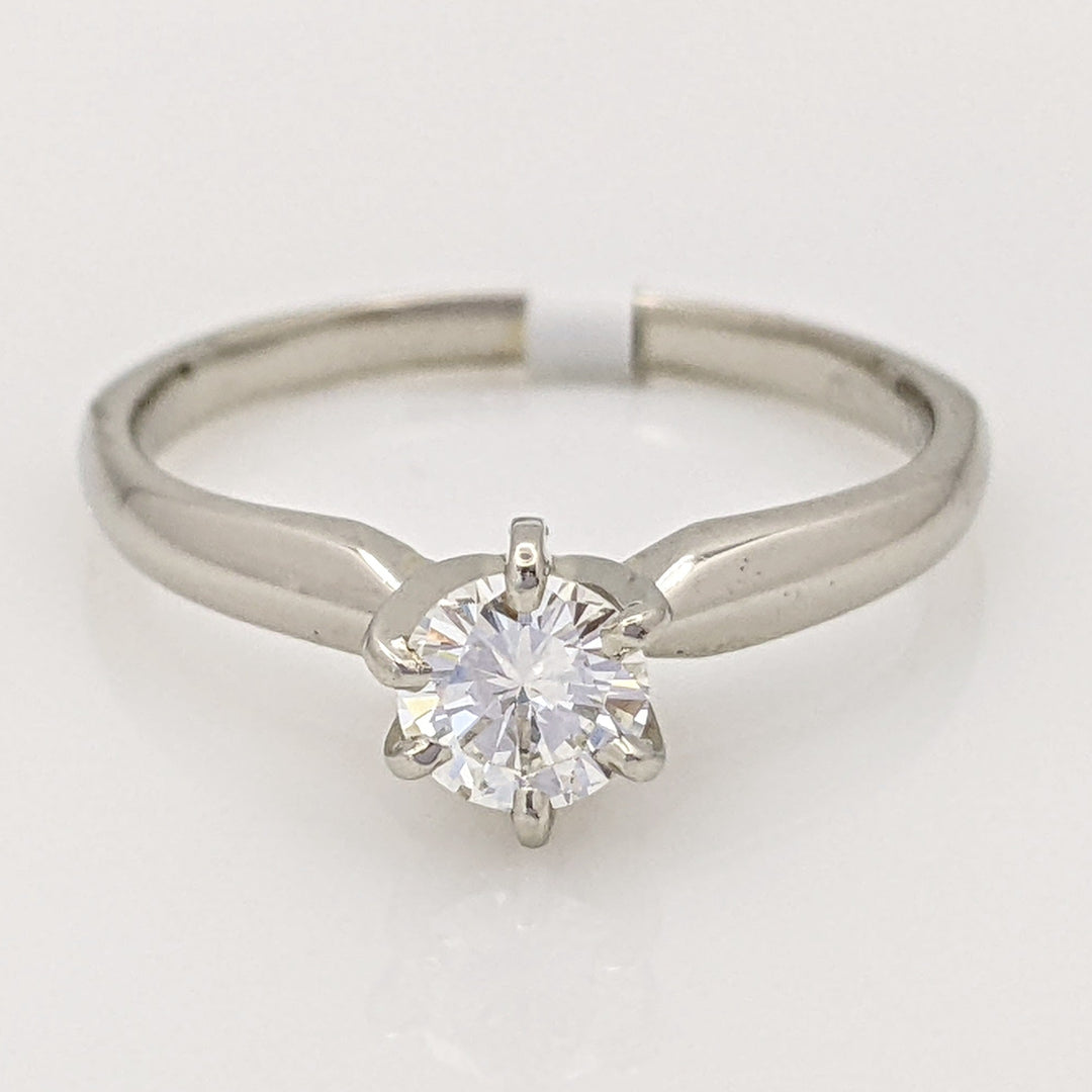 14K WHITE .34 CARAT TOTAL VVS2 I DIAMOND ROUND 6-PRONG SOLITARE ESTATE RING 2.1 GRAMS