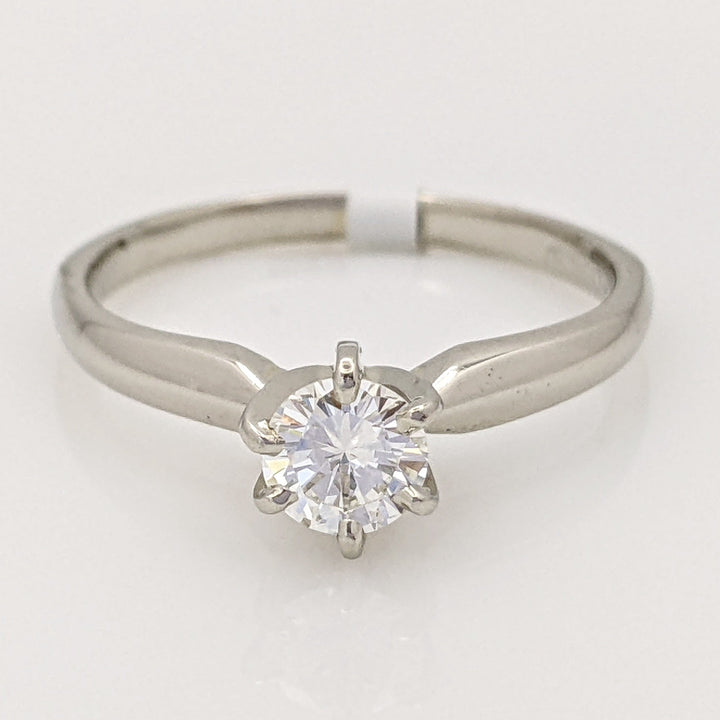 14K WHITE .34 CARAT TOTAL VVS2 I DIAMOND ROUND 6-PRONG SOLITARE ESTATE RING 2.1 GRAMS