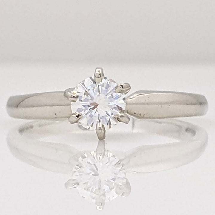 14K WHITE .34 CARAT TOTAL VVS2 I DIAMOND ROUND 6-PRONG SOLITARE ESTATE RING 2.1 GRAMS
