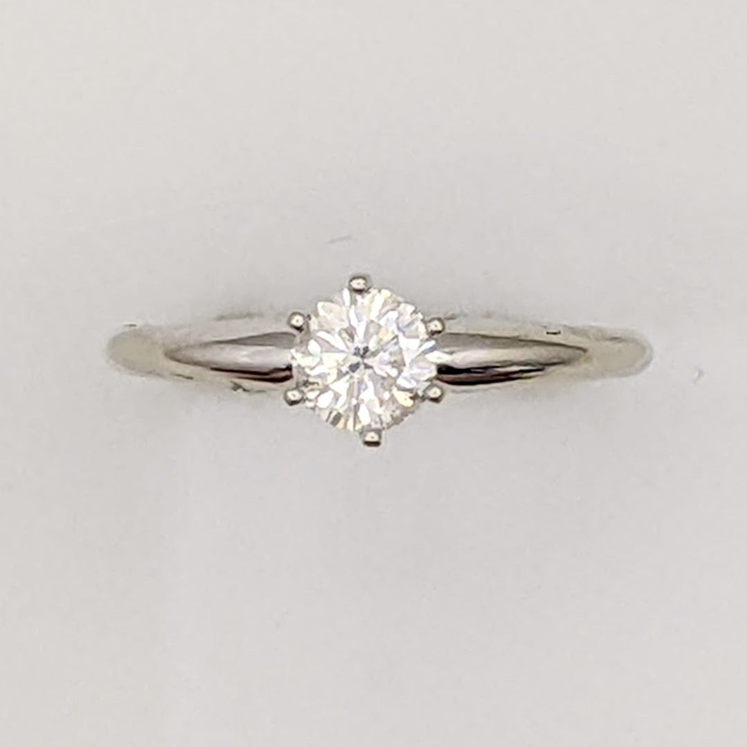 14K WHITE .42 CARAT TOTAL I1 E DIAMOND ROUND 6-PRONG SOLITARE ESTATE RING 1.7 GRAMS