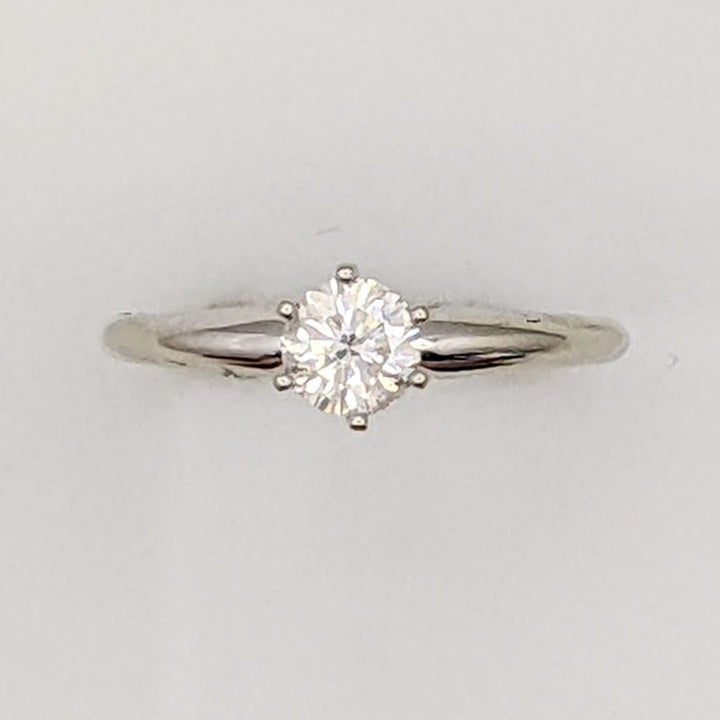 14K WHITE .42 CARAT TOTAL I1 E DIAMOND ROUND 6-PRONG SOLITARE ESTATE RING 1.7 GRAMS