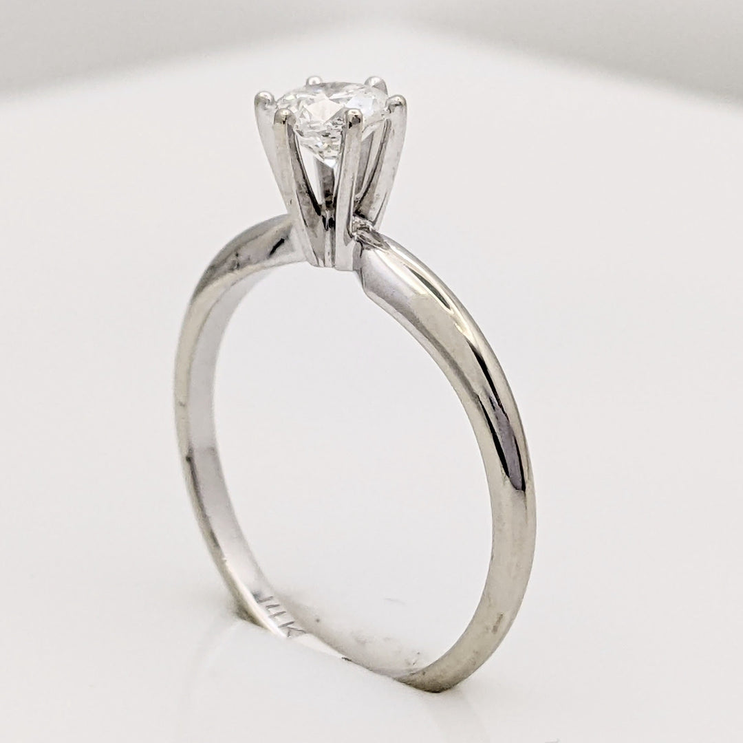 14K WHITE .42 CARAT TOTAL I1 E DIAMOND ROUND 6-PRONG SOLITARE ESTATE RING 1.7 GRAMS