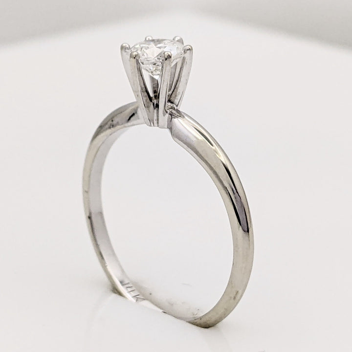 14K WHITE .42 CARAT TOTAL I1 E DIAMOND ROUND 6-PRONG SOLITARE ESTATE RING 1.7 GRAMS