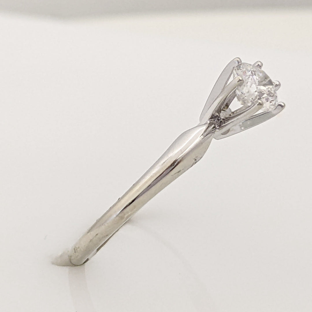 14K WHITE .42 CARAT TOTAL I1 E DIAMOND ROUND 6-PRONG SOLITARE ESTATE RING 1.7 GRAMS
