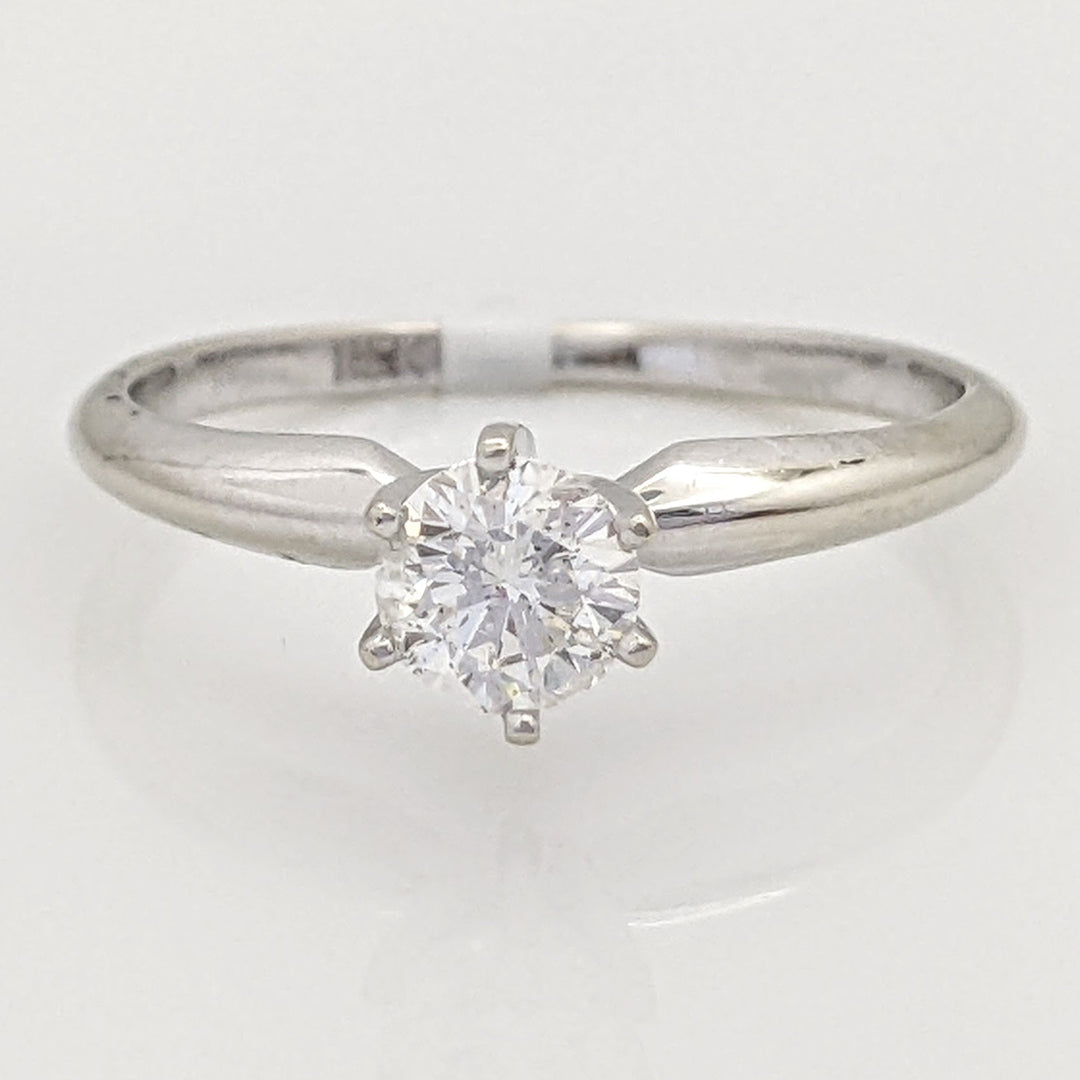 14K WHITE .42 CARAT TOTAL I1 E DIAMOND ROUND 6-PRONG SOLITARE ESTATE RING 1.7 GRAMS