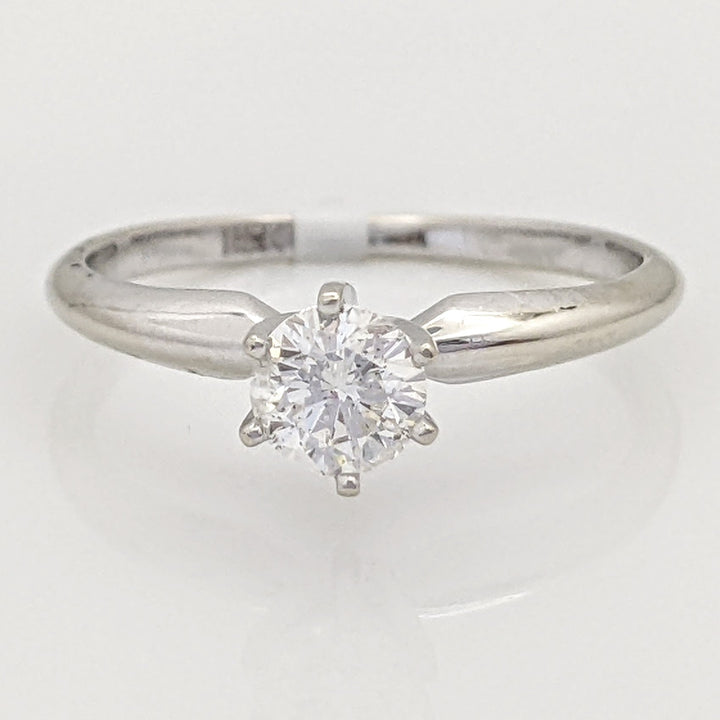 14K WHITE .42 CARAT TOTAL I1 E DIAMOND ROUND 6-PRONG SOLITARE ESTATE RING 1.7 GRAMS