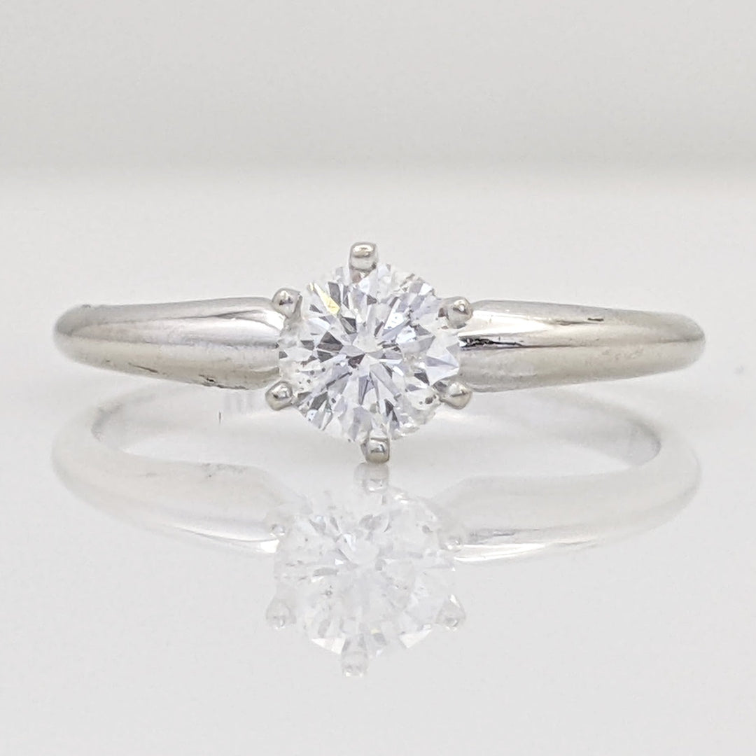 14K WHITE .42 CARAT TOTAL I1 E DIAMOND ROUND 6-PRONG SOLITARE ESTATE RING 1.7 GRAMS