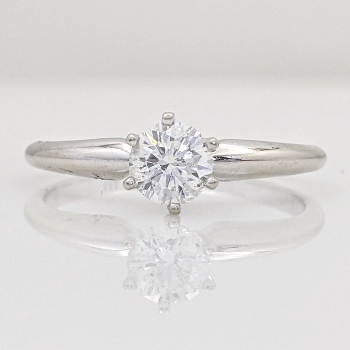 14K WHITE .42 CARAT TOTAL I1 E DIAMOND ROUND 6-PRONG SOLITARE ESTATE RING 1.7 GRAMS