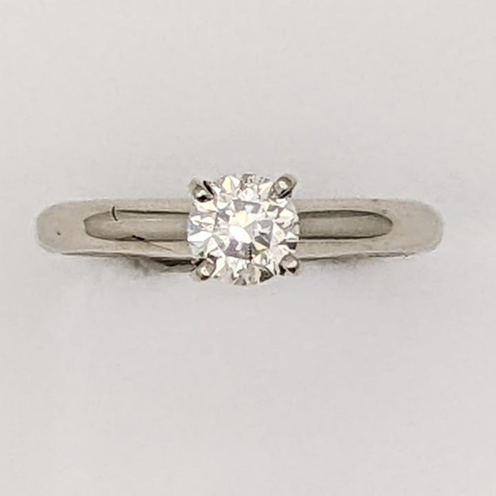 14K WHITE .50 CARAT TOTAL I1 J DIAMOND ROUND 4-PRONG SOLITAIRE ESTATE RING 2.2 GRAMS