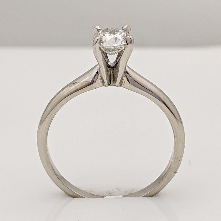 14K WHITE .50 CARAT TOTAL I1 J DIAMOND ROUND 4-PRONG SOLITAIRE ESTATE RING 2.2 GRAMS