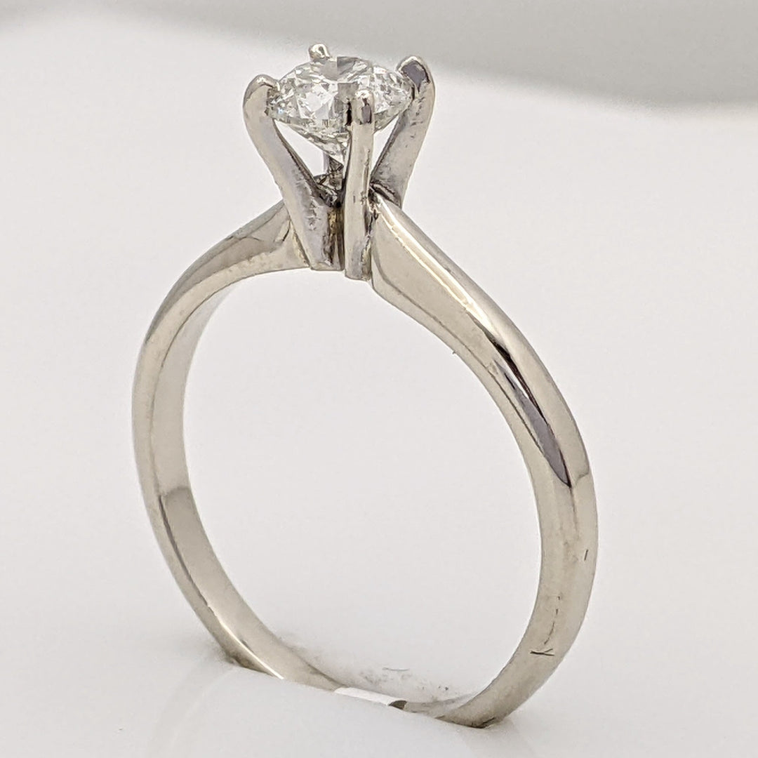 14K WHITE .50 CARAT TOTAL I1 J DIAMOND ROUND 4-PRONG SOLITAIRE ESTATE RING 2.2 GRAMS