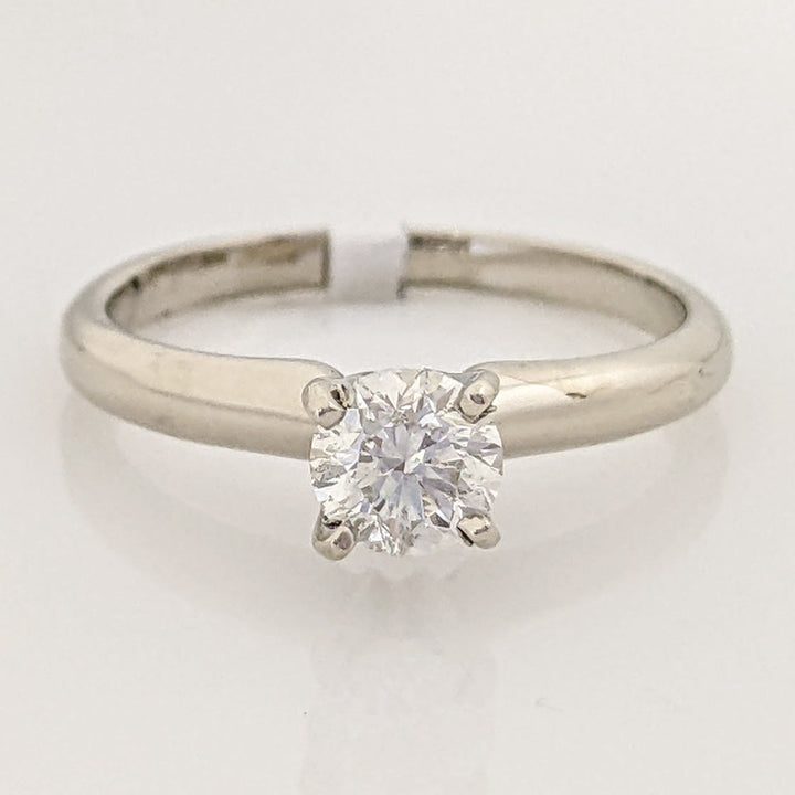 14K WHITE .50 CARAT TOTAL I1 J DIAMOND ROUND 4-PRONG SOLITAIRE ESTATE RING 2.2 GRAMS
