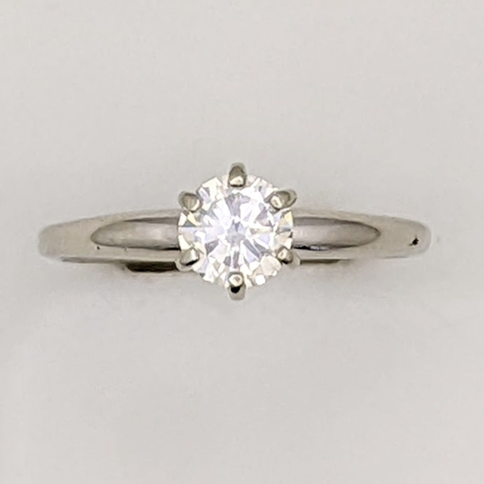 14K WHITE .41 CARAT TOTAL SI2 J DIAMOND ROUND SOLITAIRE ESTATE RING 1.9 GRAMS