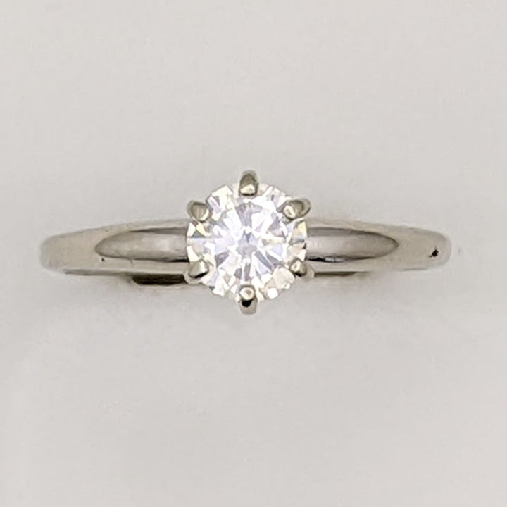 14K WHITE .41 CARAT TOTAL SI2 J DIAMOND ROUND SOLITAIRE ESTATE RING 1.9 GRAMS