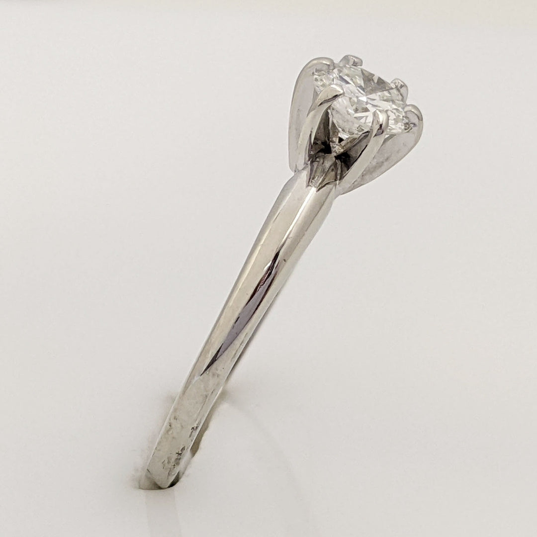 14K WHITE .41 CARAT TOTAL SI2 J DIAMOND ROUND SOLITAIRE ESTATE RING 1.9 GRAMS