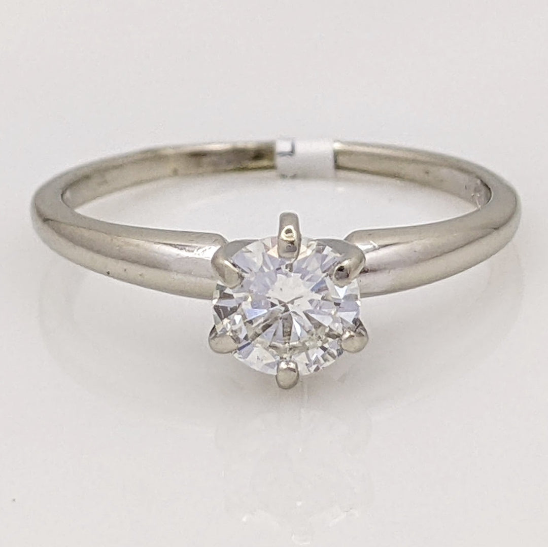 14K WHITE .41 CARAT TOTAL SI2 J DIAMOND ROUND SOLITAIRE ESTATE RING 1.9 GRAMS