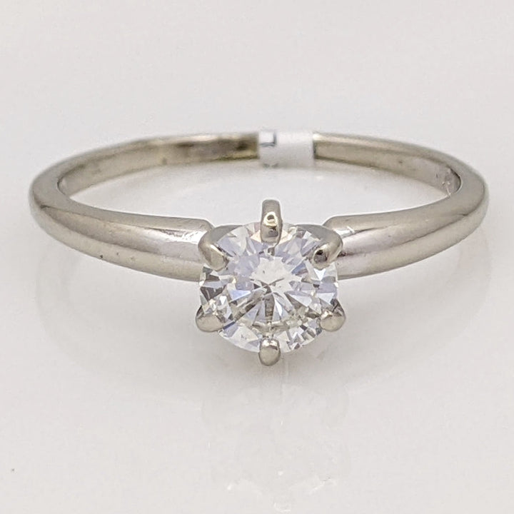 14K WHITE .41 CARAT TOTAL SI2 J DIAMOND ROUND SOLITAIRE ESTATE RING 1.9 GRAMS