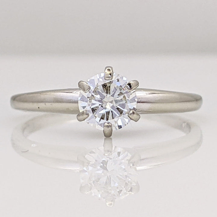 14K WHITE .41 CARAT TOTAL SI2 J DIAMOND ROUND SOLITAIRE ESTATE RING 1.9 GRAMS