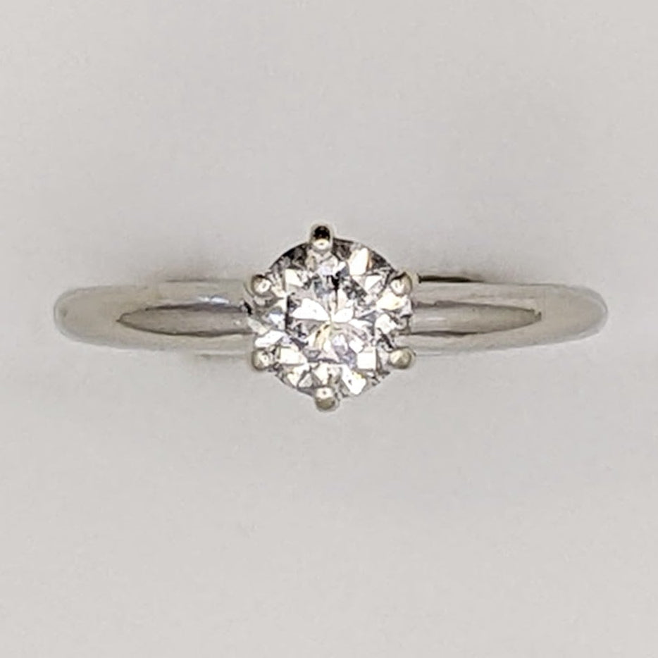 14K WHITE .50 CARAT TOTAL I1 I DIAMOND ROUND 6-PRONG SOLITAIRE ESTATE RING 2.0 GRAMS