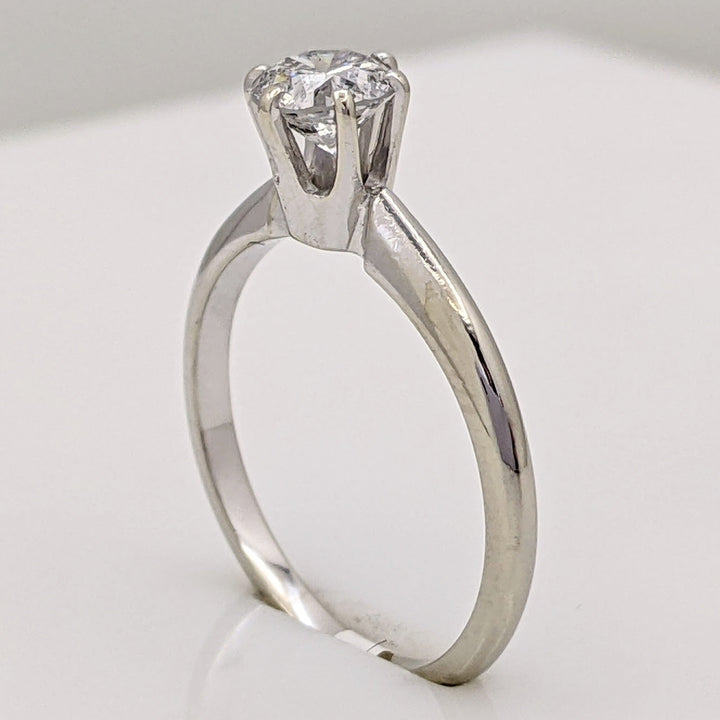 14K WHITE .50 CARAT TOTAL I1 I DIAMOND ROUND 6-PRONG SOLITAIRE ESTATE RING 2.0 GRAMS