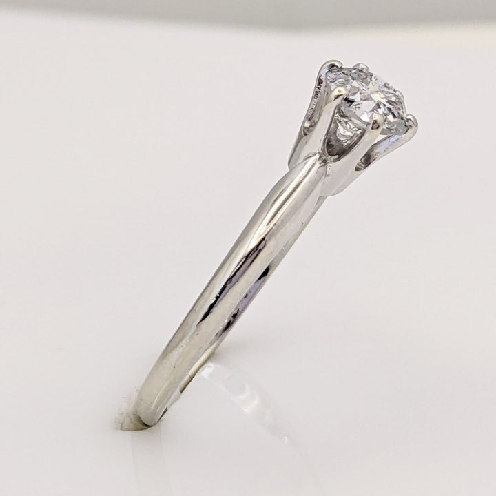 14K WHITE .50 CARAT TOTAL I1 I DIAMOND ROUND 6-PRONG SOLITAIRE ESTATE RING 2.0 GRAMS