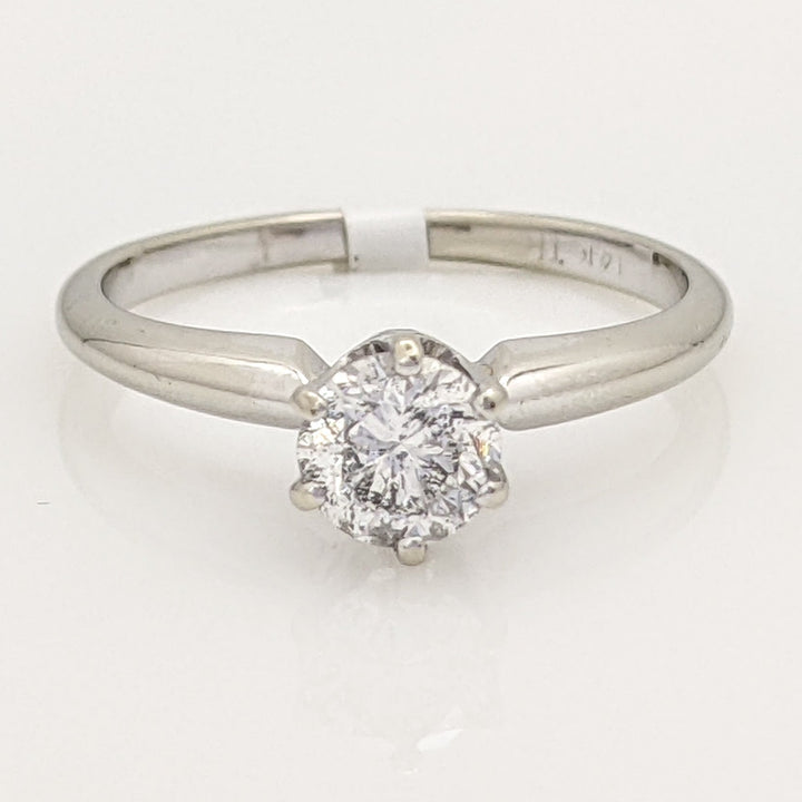 14K WHITE .50 CARAT TOTAL I1 I DIAMOND ROUND 6-PRONG SOLITAIRE ESTATE RING 2.0 GRAMS