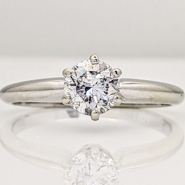 14K WHITE .50 CARAT TOTAL I1 I DIAMOND ROUND 6-PRONG SOLITAIRE ESTATE RING 2.0 GRAMS
