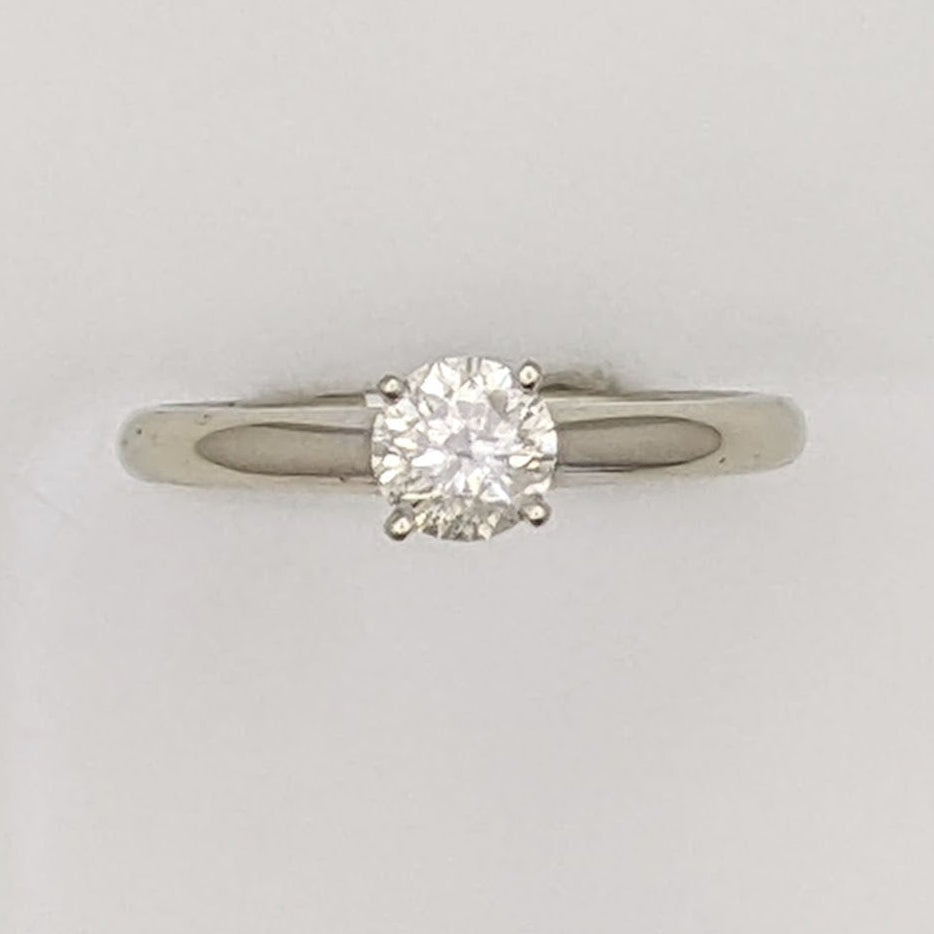 14K WHITE .50 CARAT TOTAL I1 G DIAMOND ROUND SOLITAIRE ESTATE RING 2.2 GRAMS