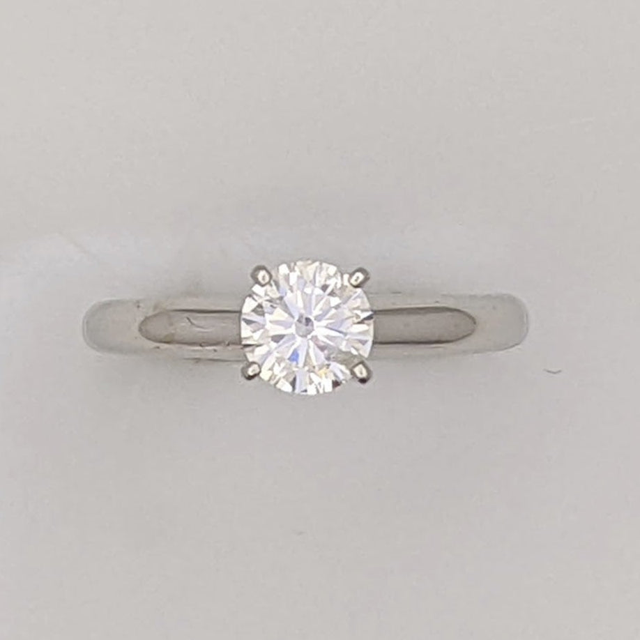 14K WHITE .48 CARAT TOTAL I1 G DIAMOND ROUND SOLITAIRE ESTATE RING 2.1 GRAMS