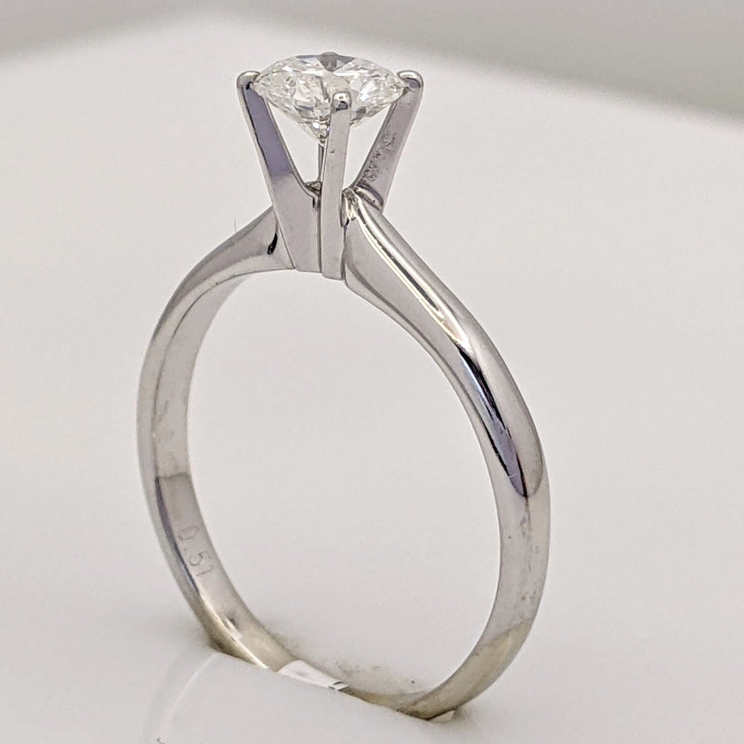 14K WHITE .48 CARAT TOTAL I1 G DIAMOND ROUND SOLITAIRE ESTATE RING 2.1 GRAMS