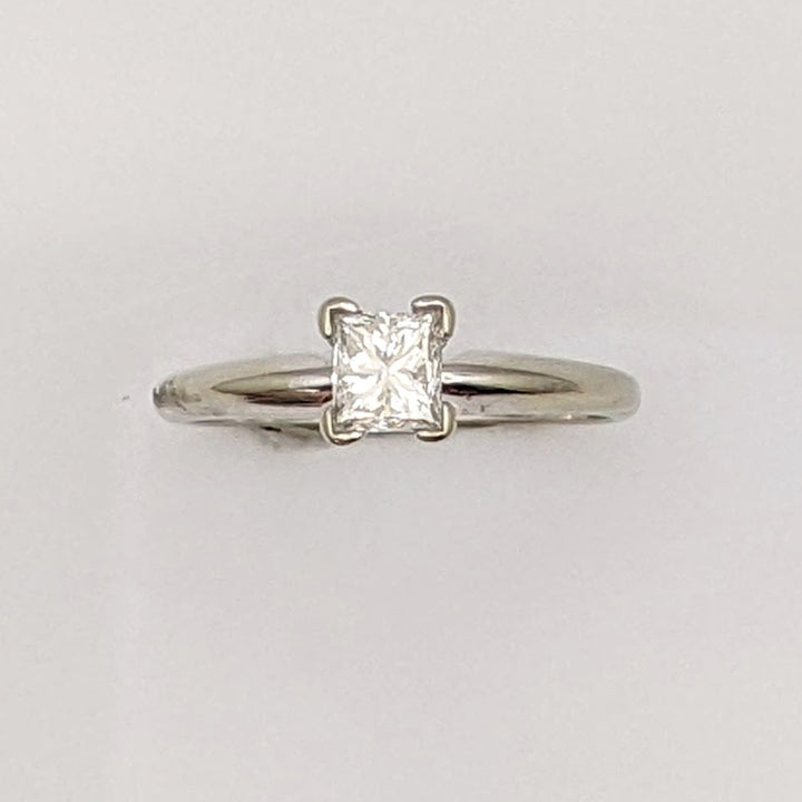 14K WHITE .47 CARAT TOTAL SI2 I DIAMOND PRINCESS CUT SOLITAIRE ESTATE RING 1.7 GRAMS