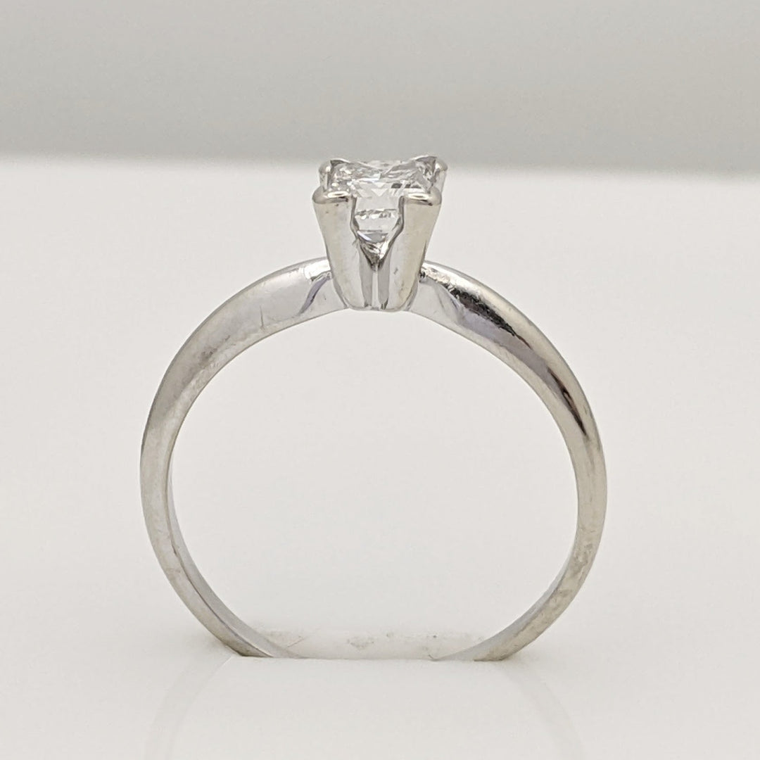 14K WHITE .47 CARAT TOTAL SI2 I DIAMOND PRINCESS CUT SOLITAIRE ESTATE RING 1.7 GRAMS