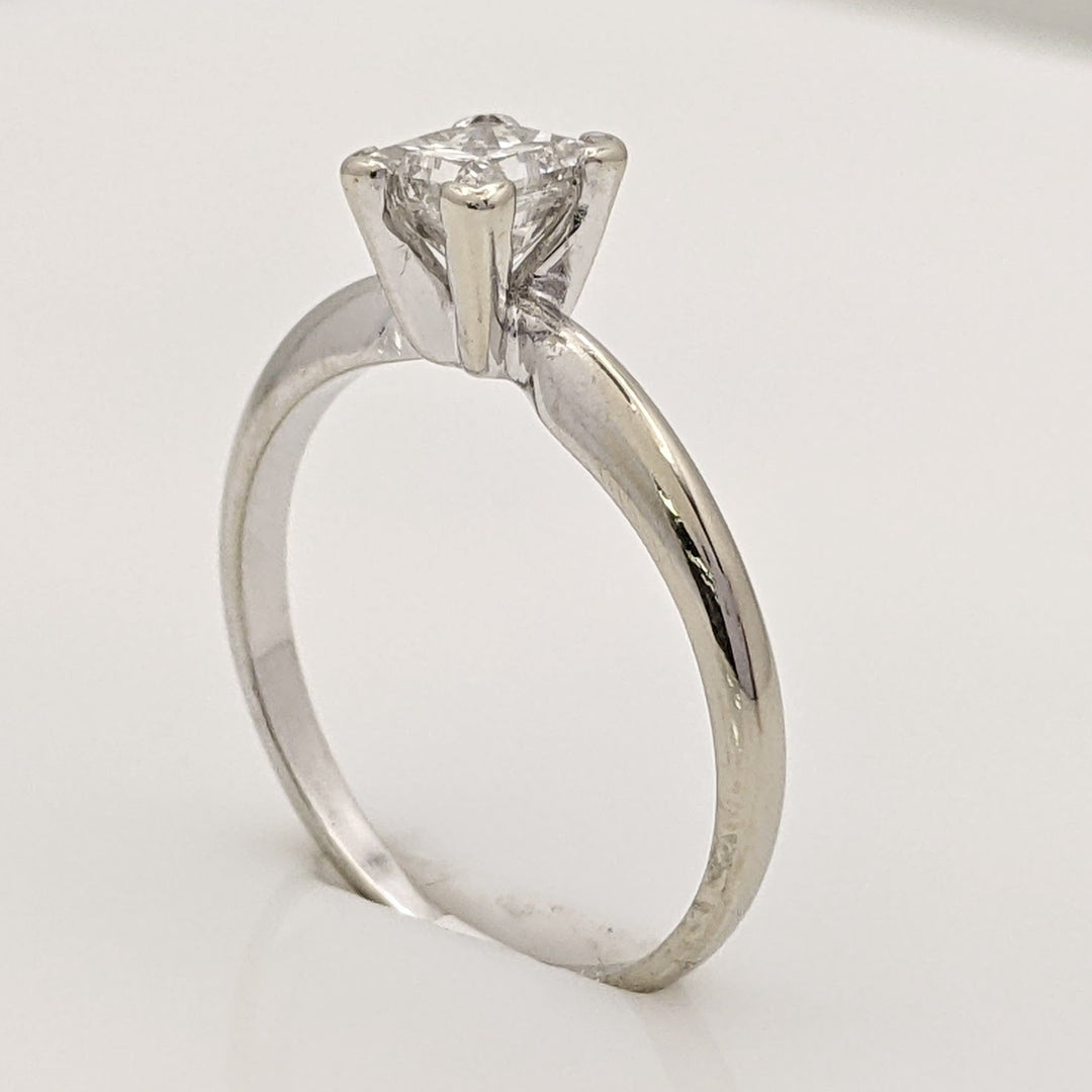 14K WHITE .47 CARAT TOTAL SI2 I DIAMOND PRINCESS CUT SOLITAIRE ESTATE RING 1.7 GRAMS