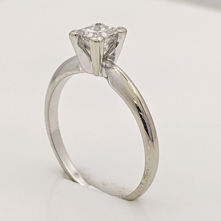 14K WHITE .47 CARAT TOTAL SI2 I DIAMOND PRINCESS CUT SOLITAIRE ESTATE RING 1.7 GRAMS