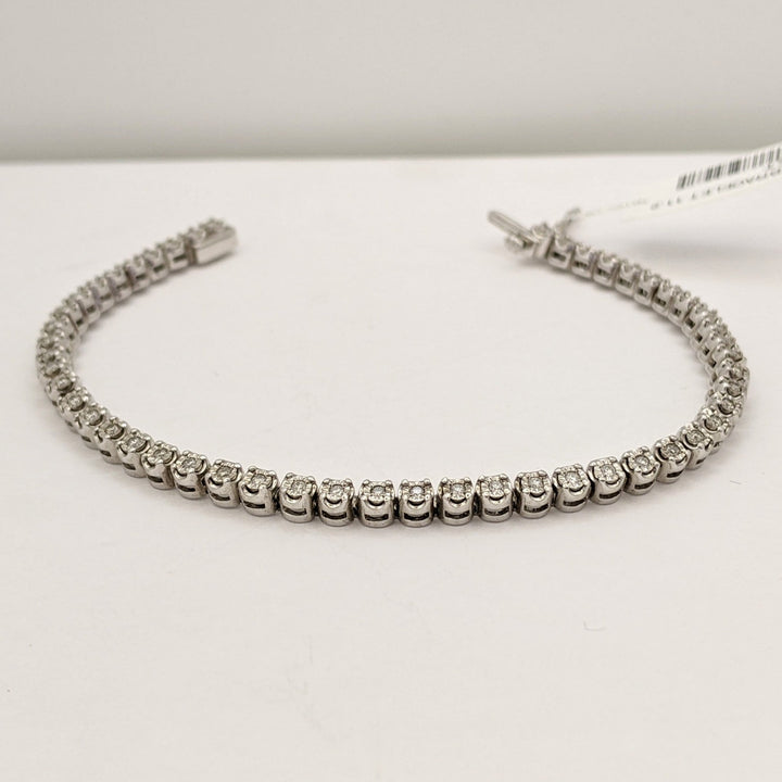 STERLING SILVER DIAMOND ROUND (5) ESTATE BRACELET 11.2 GRAMS