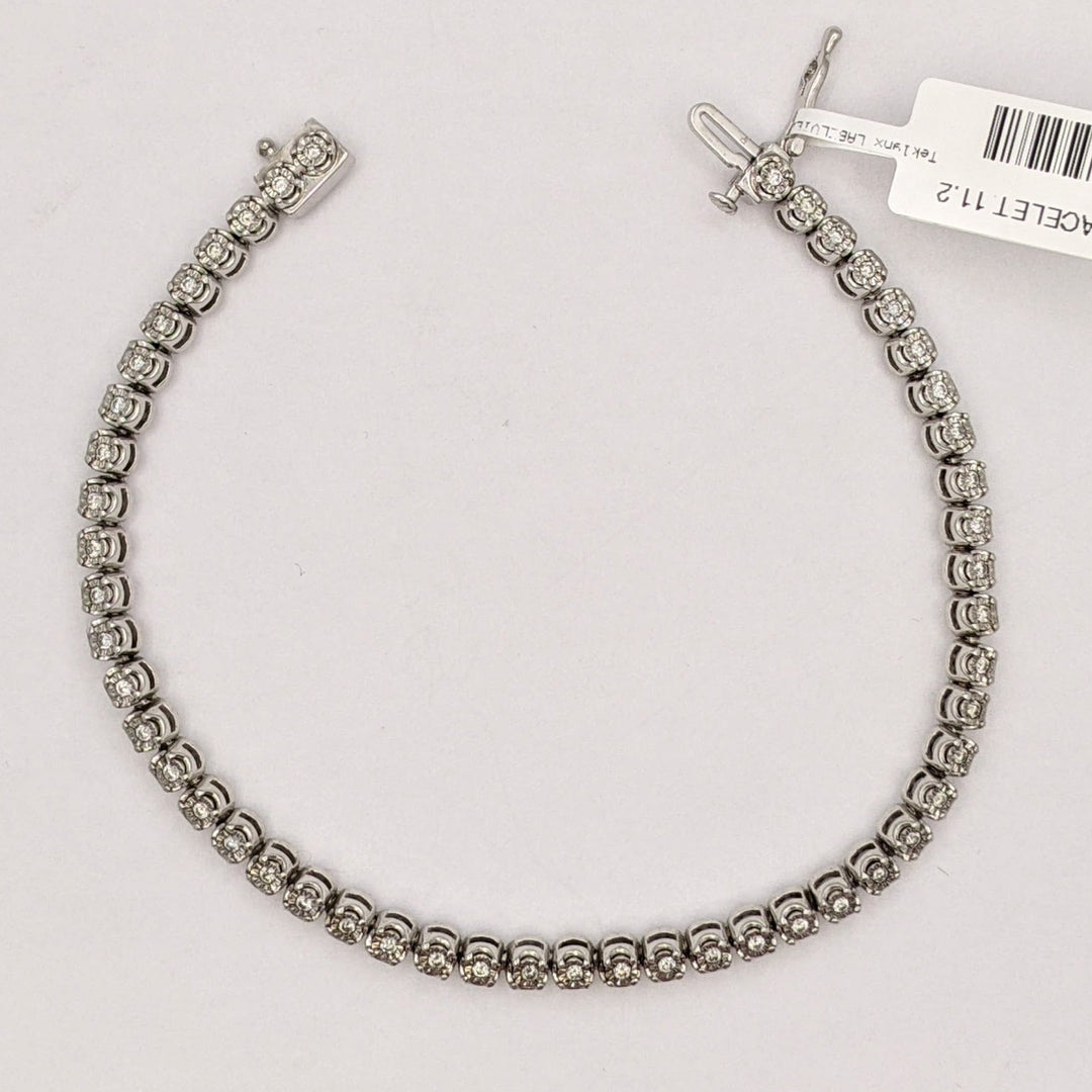 STERLING SILVER DIAMOND ROUND (5) ESTATE BRACELET 11.2 GRAMS