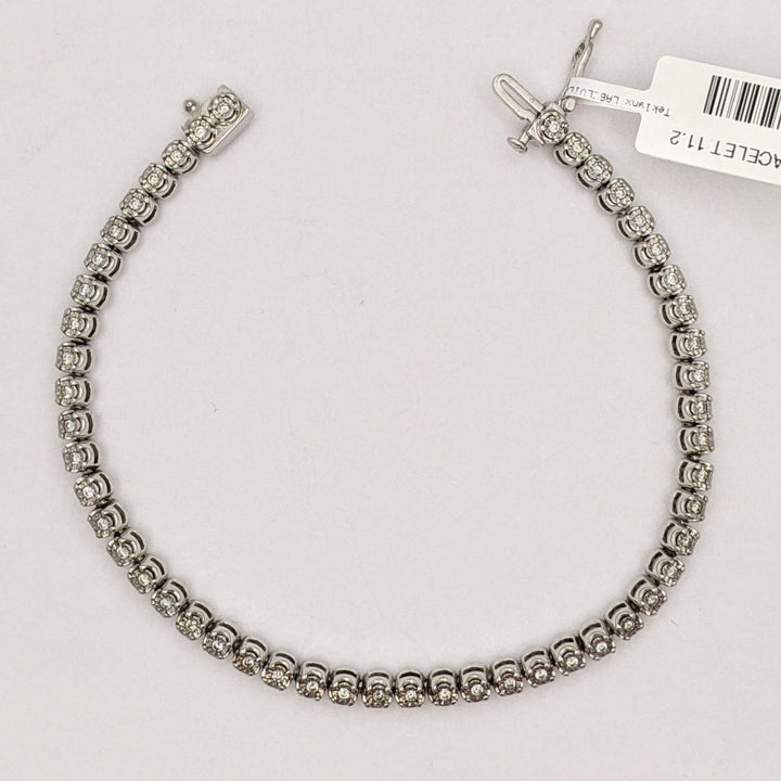 STERLING SILVER DIAMOND ROUND (5) ESTATE BRACELET 11.2 GRAMS
